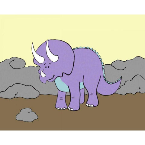 Prehistoric Playtime II White Modern Wood Framed Art Print by Ilosky, Pam