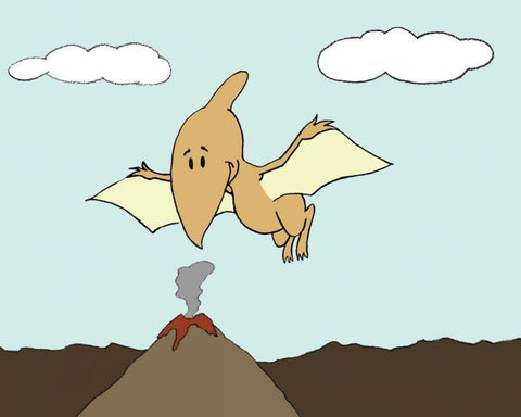 Prehistoric Playtime III White Modern Wood Framed Art Print with Double Matting by Ilosky, Pam