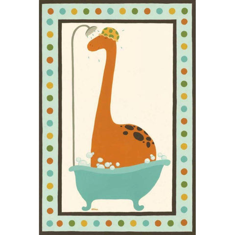 Rub-A-Dub Dino I Gold Ornate Wood Framed Art Print with Double Matting by Vess, June Erica