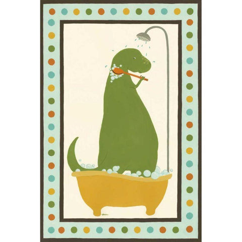 Rub-A-Dub Dino II Gold Ornate Wood Framed Art Print with Double Matting by Vess, June Erica