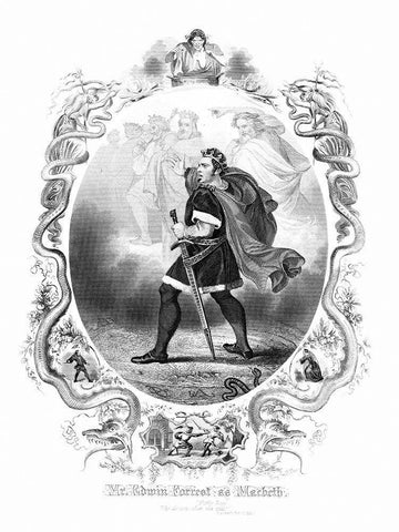 Macbeth Black Ornate Wood Framed Art Print with Double Matting by Unknown