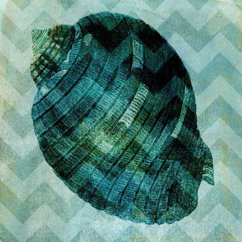 Chevron Shell VIII Black Modern Wood Framed Art Print by Vision Studio