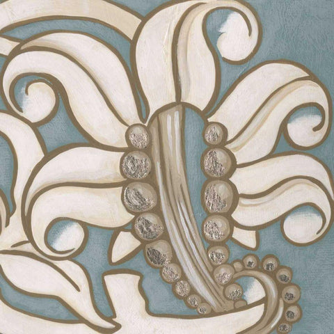 Ornamental Leaf IV Black Ornate Wood Framed Art Print with Double Matting by Vision Studio