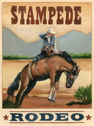 Stampede Rodeo  Black Ornate Wood Framed Art Print with Double Matting by Harper, Ethan