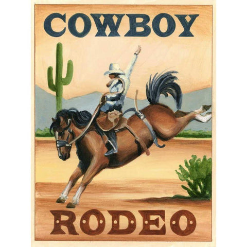 Cowboy Rodeo Black Modern Wood Framed Art Print by Harper, Ethan