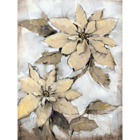 Poinsettia Study I White Modern Wood Framed Art Print by OToole, Tim