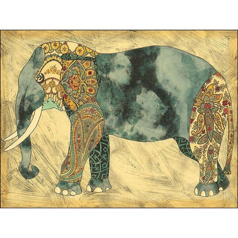 Royal Elephant Gold Ornate Wood Framed Art Print with Double Matting by Zarris, Chariklia