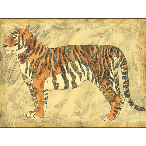 Royal Tiger Black Modern Wood Framed Art Print with Double Matting by Zarris, Chariklia