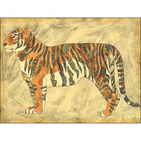 Royal Tiger Black Modern Wood Framed Art Print by Zarris, Chariklia