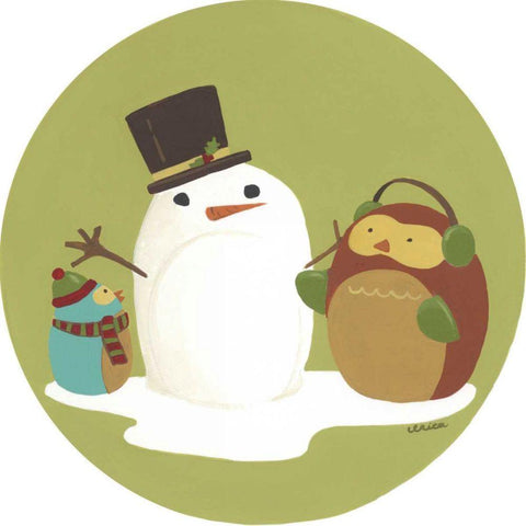 Happy Owlidays I Black Modern Wood Framed Art Print with Double Matting by Vess, June Erica