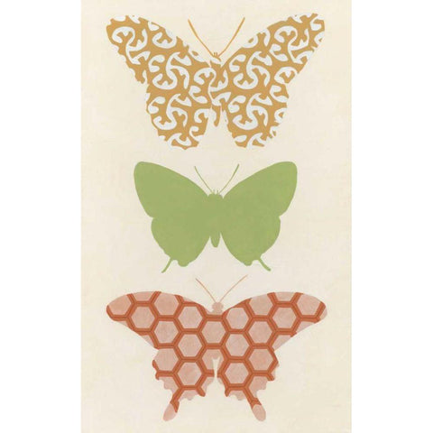 Butterfly Patterns III White Modern Wood Framed Art Print by Vess, June Erica