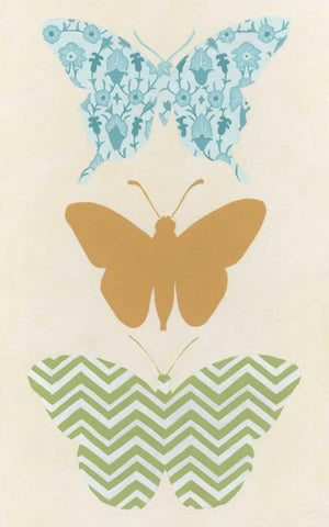 Butterfly Patterns IV White Modern Wood Framed Art Print with Double Matting by Vess, June Erica