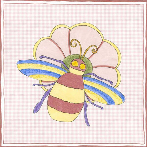 Silhouette on Pink Gingham I Black Ornate Wood Framed Art Print with Double Matting by Slocum, Nancy