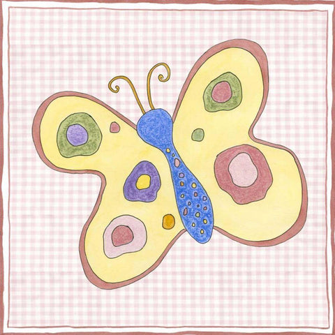 Silhouette on Pink Gingham II White Modern Wood Framed Art Print with Double Matting by Slocum, Nancy