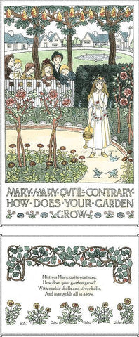 Mary, Mary Quite Contrary White Modern Wood Framed Art Print with Double Matting by Bedford, Francis D.
