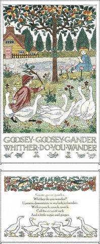 Goosey, Goosey Gander White Modern Wood Framed Art Print with Double Matting by Bedford, Francis D.