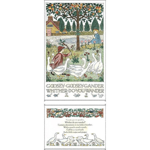 Goosey, Goosey Gander Black Modern Wood Framed Art Print with Double Matting by Bedford, Francis D.