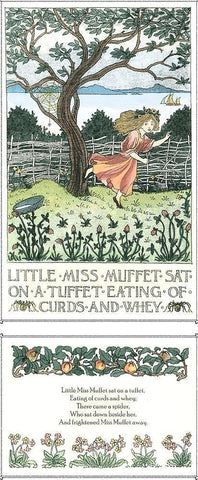 Little Miss Muffet White Modern Wood Framed Art Print with Double Matting by Bedford, Francis D.