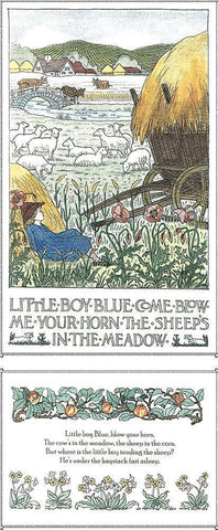 Little Boy Blue Black Ornate Wood Framed Art Print with Double Matting by Bedford, Francis D.