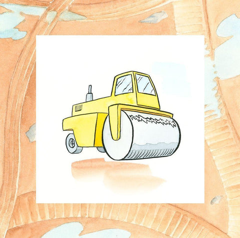 Charlies Steamroller White Modern Wood Framed Art Print with Double Matting by Swinford, Charles