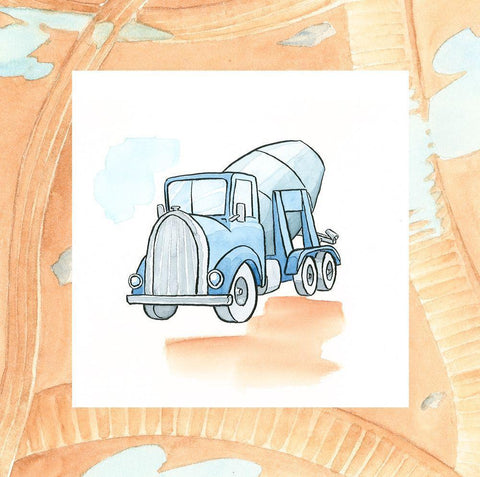 Charlies Cement Mixer White Modern Wood Framed Art Print with Double Matting by Swinford, Charles