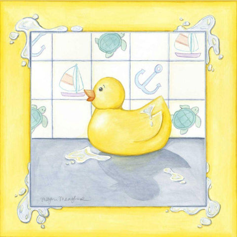 Small Rubber Duck II Black Ornate Wood Framed Art Print with Double Matting by Meagher, Megan