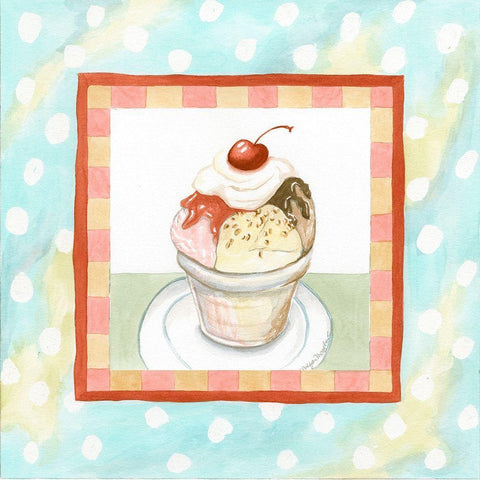 Ice Cream Sundae White Modern Wood Framed Art Print with Double Matting by Meagher, Megan