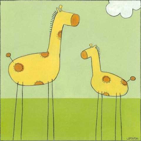 Stick-leg Giraffe I Black Modern Wood Framed Art Print with Double Matting by Vess, June Erica