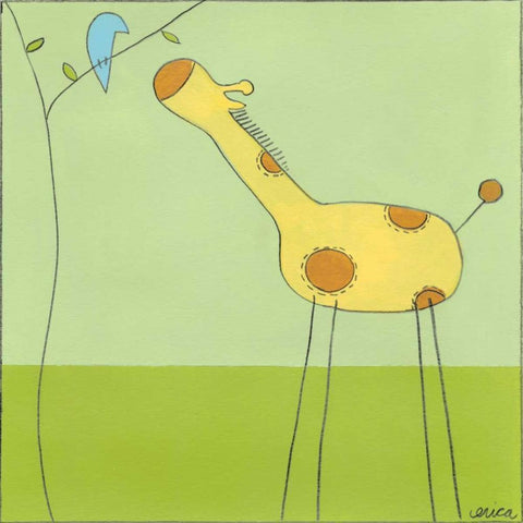 Stick-leg Giraffe II White Modern Wood Framed Art Print by Vess, June Erica