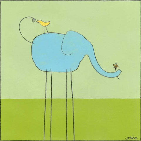 Stick-leg Elephant I Black Modern Wood Framed Art Print with Double Matting by Vess, June Erica