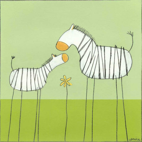 Stick-leg Zebra II White Modern Wood Framed Art Print by Vess, June Erica