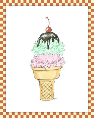 Ice Cream Parlor I White Modern Wood Framed Art Print with Double Matting by Roper, Virginia A.