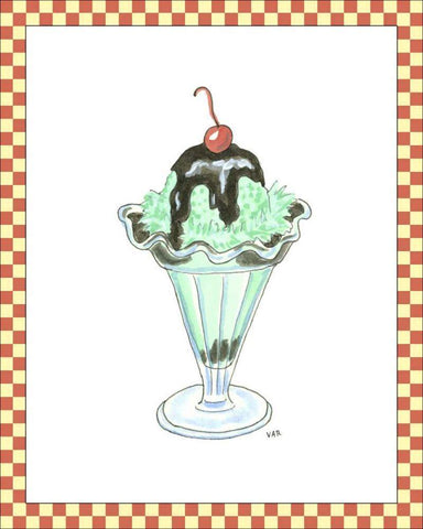 Ice Cream Parlor III White Modern Wood Framed Art Print with Double Matting by Roper, Virginia A.