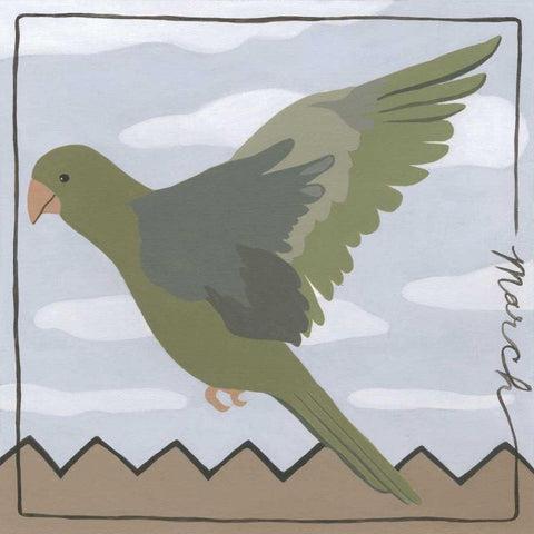 Avian March White Modern Wood Framed Art Print with Double Matting by Meagher, Megan