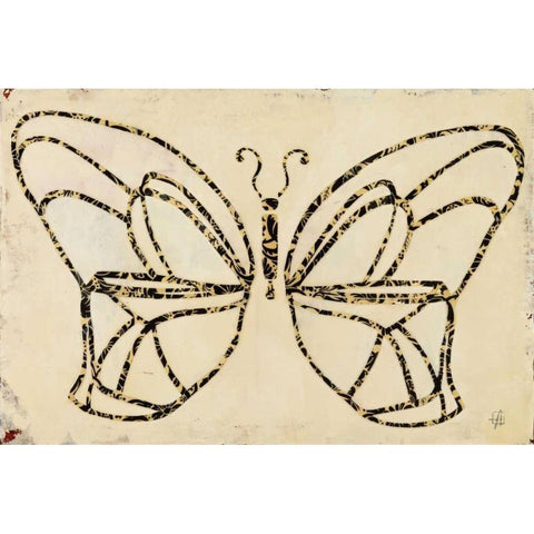 Butterfly Armature White Modern Wood Framed Art Print by Avondet, Natalie