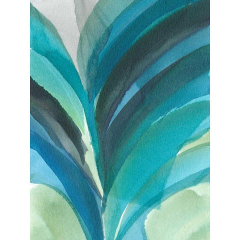 Big Blue Leaf II Black Modern Wood Framed Art Print with Double Matting by Fuchs, Jodi