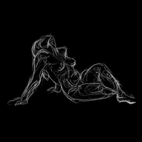 Figure Study on Black III Gold Ornate Wood Framed Art Print with Double Matting by Swinford, Charles