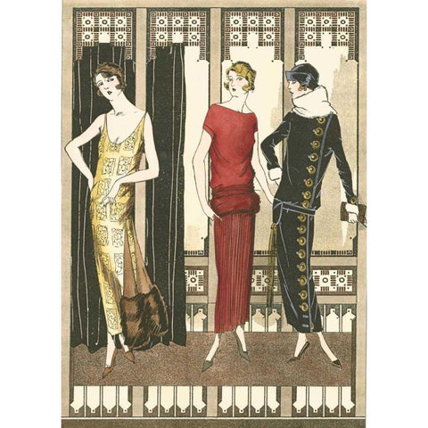 Art Deco Elegance I Black Modern Wood Framed Art Print with Double Matting by Vision Studio