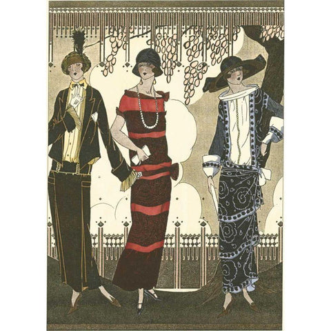 Art Deco Elegance II Black Modern Wood Framed Art Print with Double Matting by Vision Studio