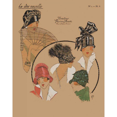 Elegant Chapeau I Black Modern Wood Framed Art Print by Unknown