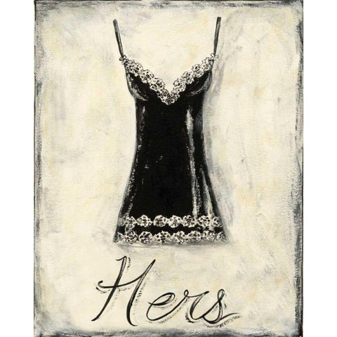 Hers- French Lace Black Modern Wood Framed Art Print with Double Matting by Zarris, Chariklia