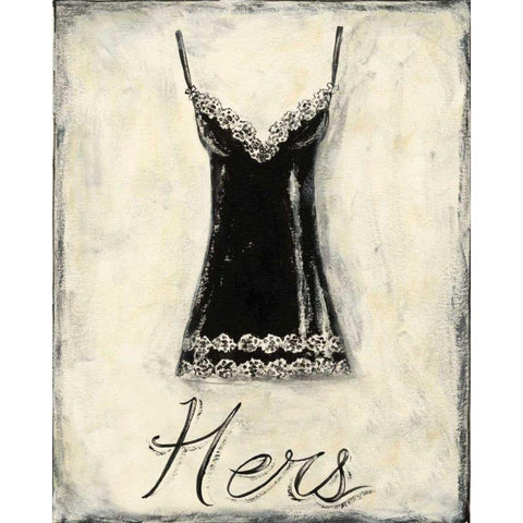 Hers- French Lace Gold Ornate Wood Framed Art Print with Double Matting by Zarris, Chariklia