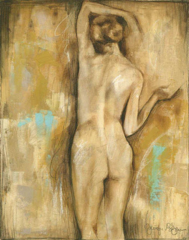 Nude Gesture II White Modern Wood Framed Art Print with Double Matting by Goldberger, Jennifer