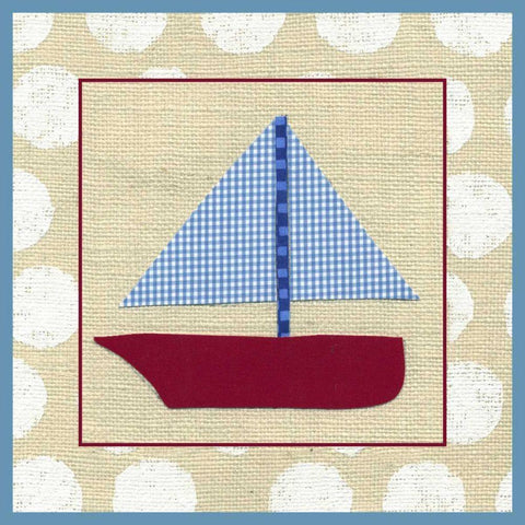 EJs Sailboat White Modern Wood Framed Art Print by Zarris, Chariklia