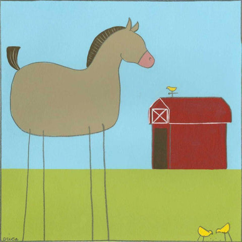 Stick-leg Horse I Black Modern Wood Framed Art Print with Double Matting by Vess, June Erica