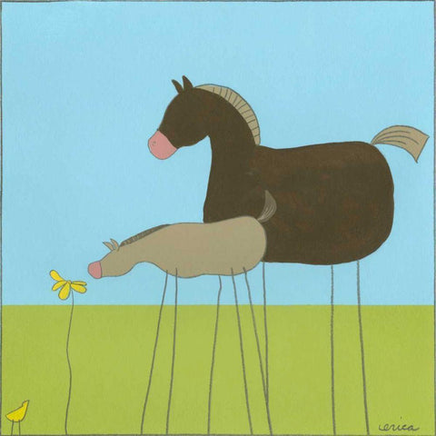 Stick-leg Horse II White Modern Wood Framed Art Print by Vess, June Erica