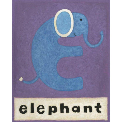 E is for Elephant White Modern Wood Framed Art Print by Zarris, Chariklia