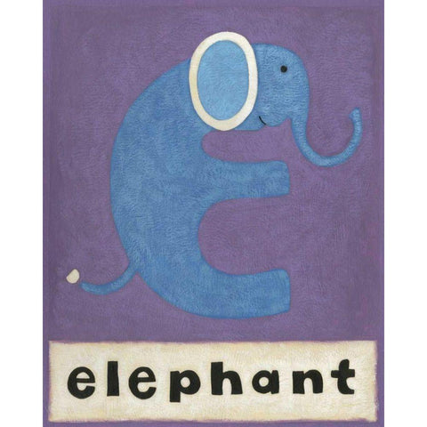 E is for Elephant Black Modern Wood Framed Art Print with Double Matting by Zarris, Chariklia