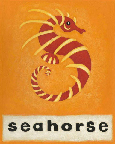 S is for Seahorse White Modern Wood Framed Art Print with Double Matting by Zarris, Chariklia