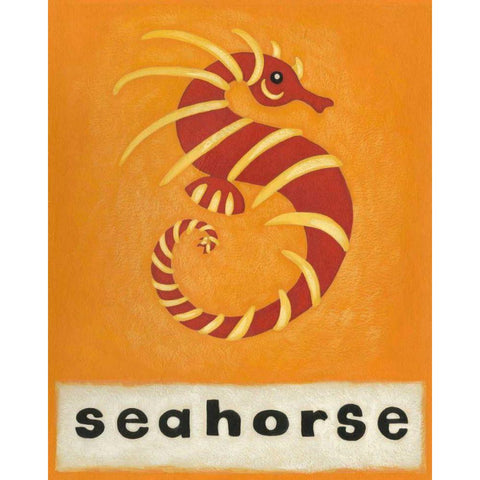 S is for Seahorse White Modern Wood Framed Art Print by Zarris, Chariklia